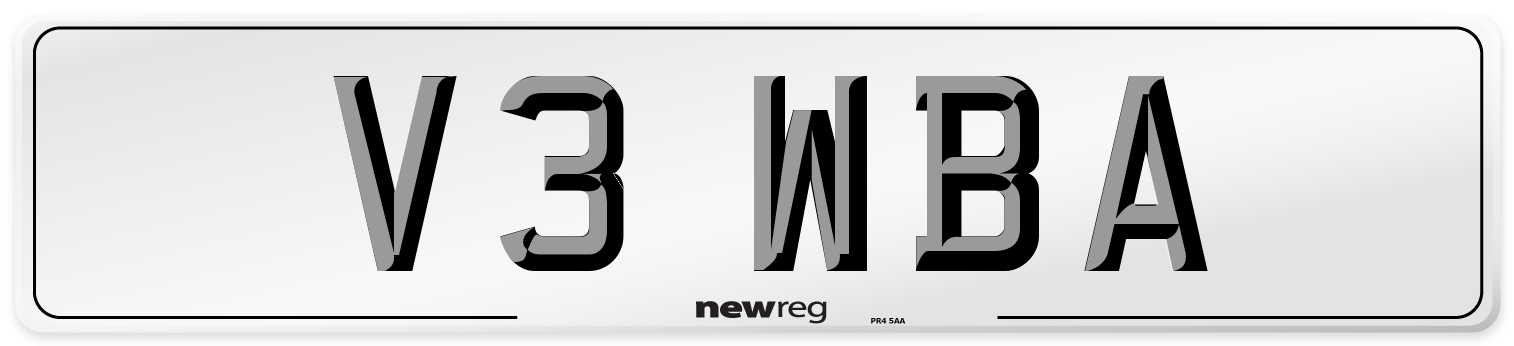 V3 WBA Number Plate from New Reg